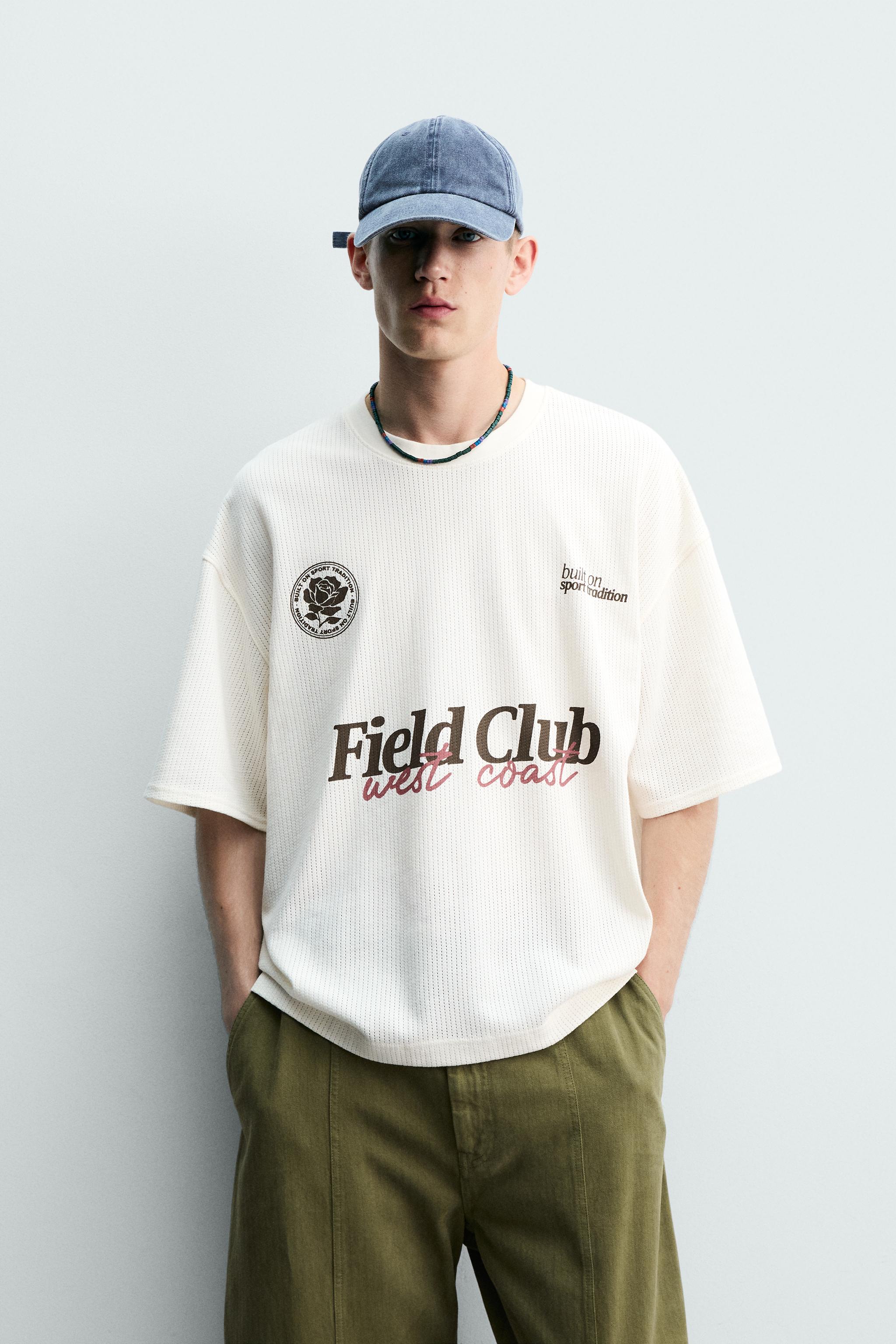 CONTRASTING PRINT TEXTURED T-SHIRT